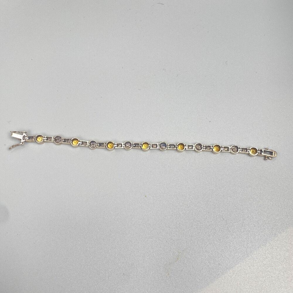 Sterling Silver Citrine Marcasite Bracelet 8” Thai 925 - Picture 11 of 11
